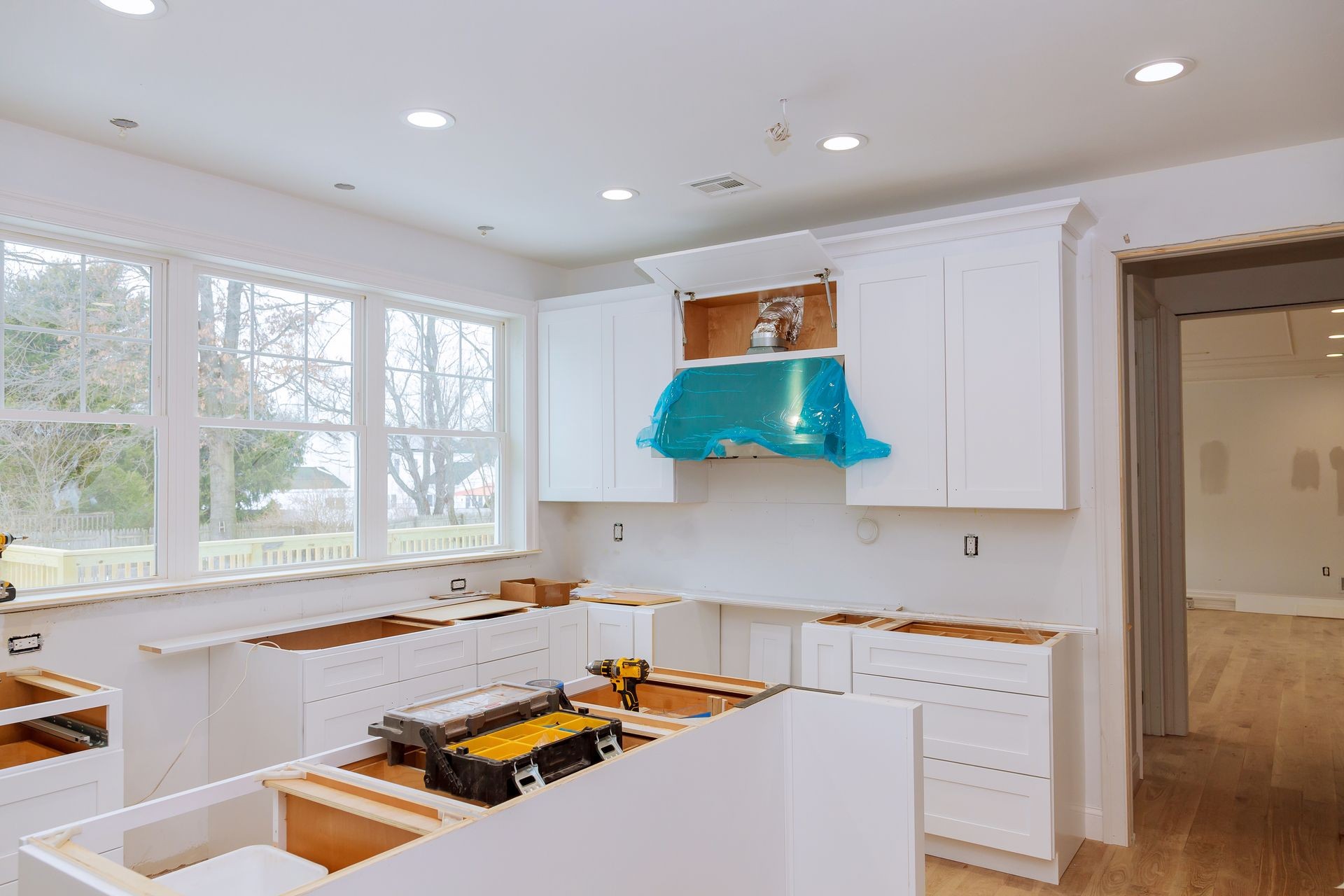 Home improvement kitchen view installed in a new kitchen cabinet