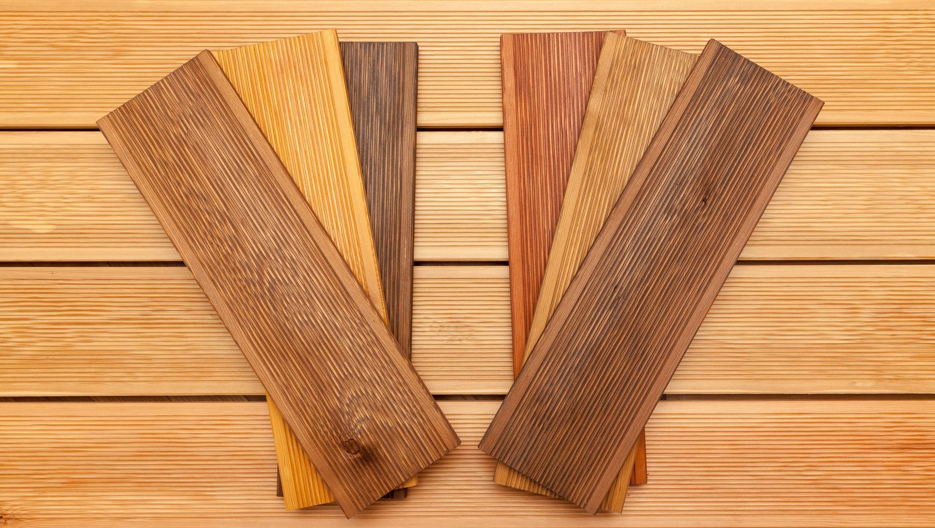 decking samples, wooden elements close up